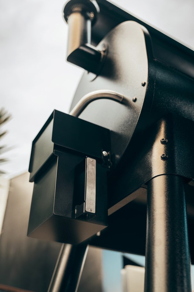 The Grease Box mounted on a pellet grill